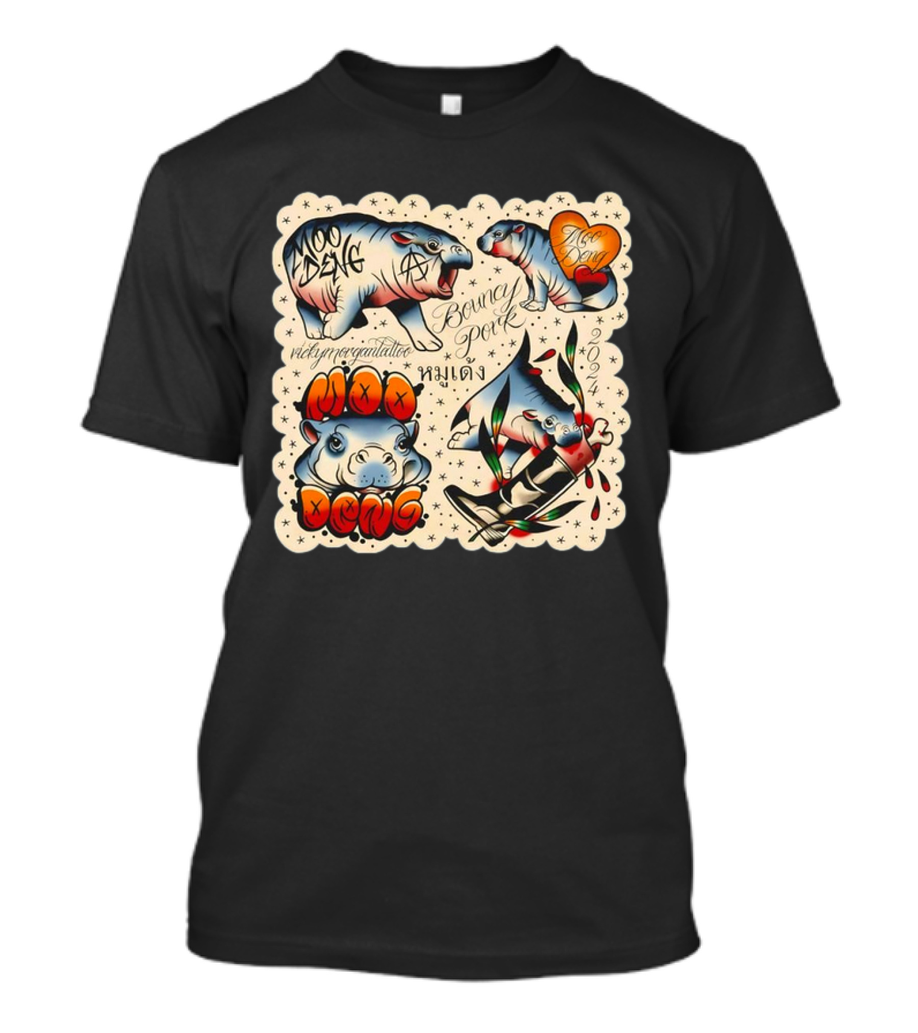 Vicky Morgan Tattoo Moo Deng Bouncy Pork 2021-2024 T-Shirt