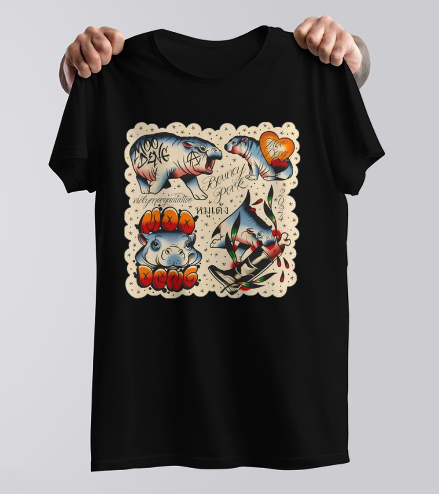 Vicky Morgan Tattoo Moo Deng Bouncy Pork 2021-2024 T-Shirt