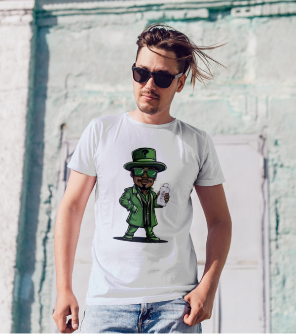 Riddler-Themed Cartoon Character Holding Baby Oil T-Shirt