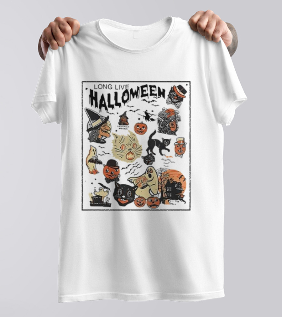 Long Live Halloween Witch Cat Pumpkin Ghost Haunted House T-Shirt