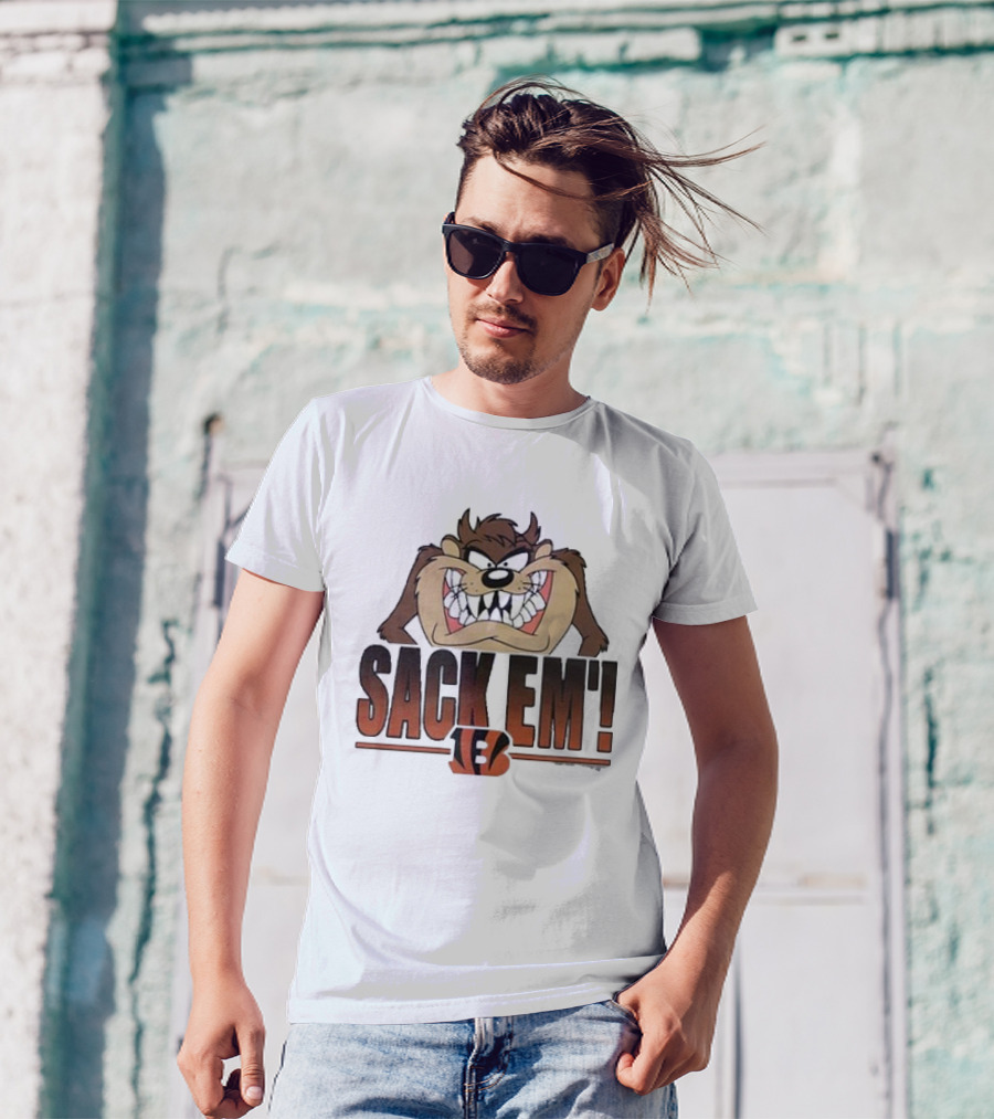 Taz Sack Em Looney Tunes Cincinnati Bengals Collaboration T-Shirt