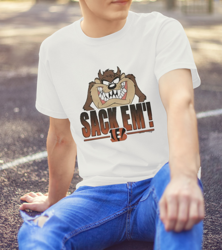 Taz Sack Em Looney Tunes Cincinnati Bengals Collaboration T-Shirt