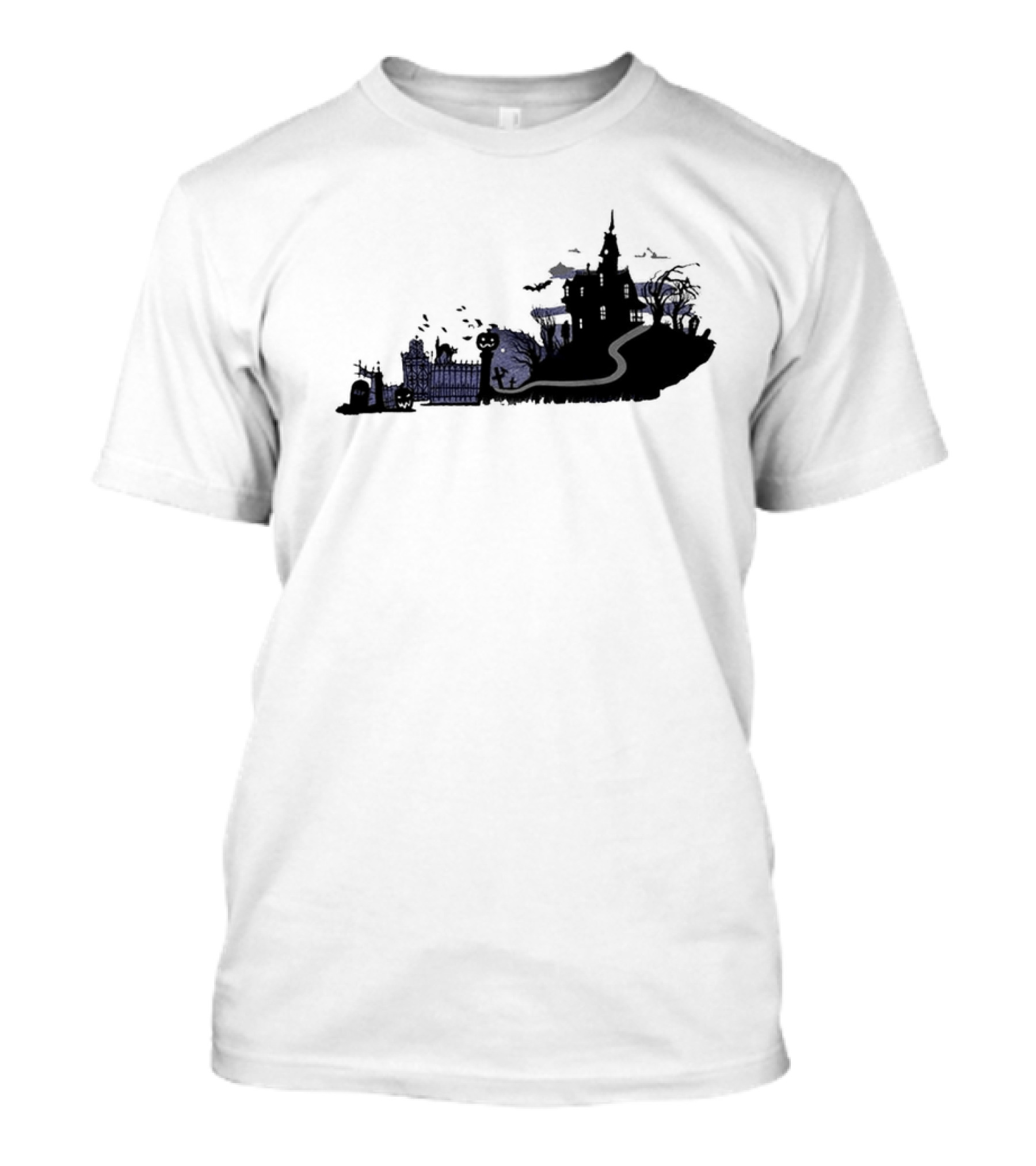 The Classic Haunted Kentucky State Halloween Scene With Spooky House And Graveyard T-Shirt