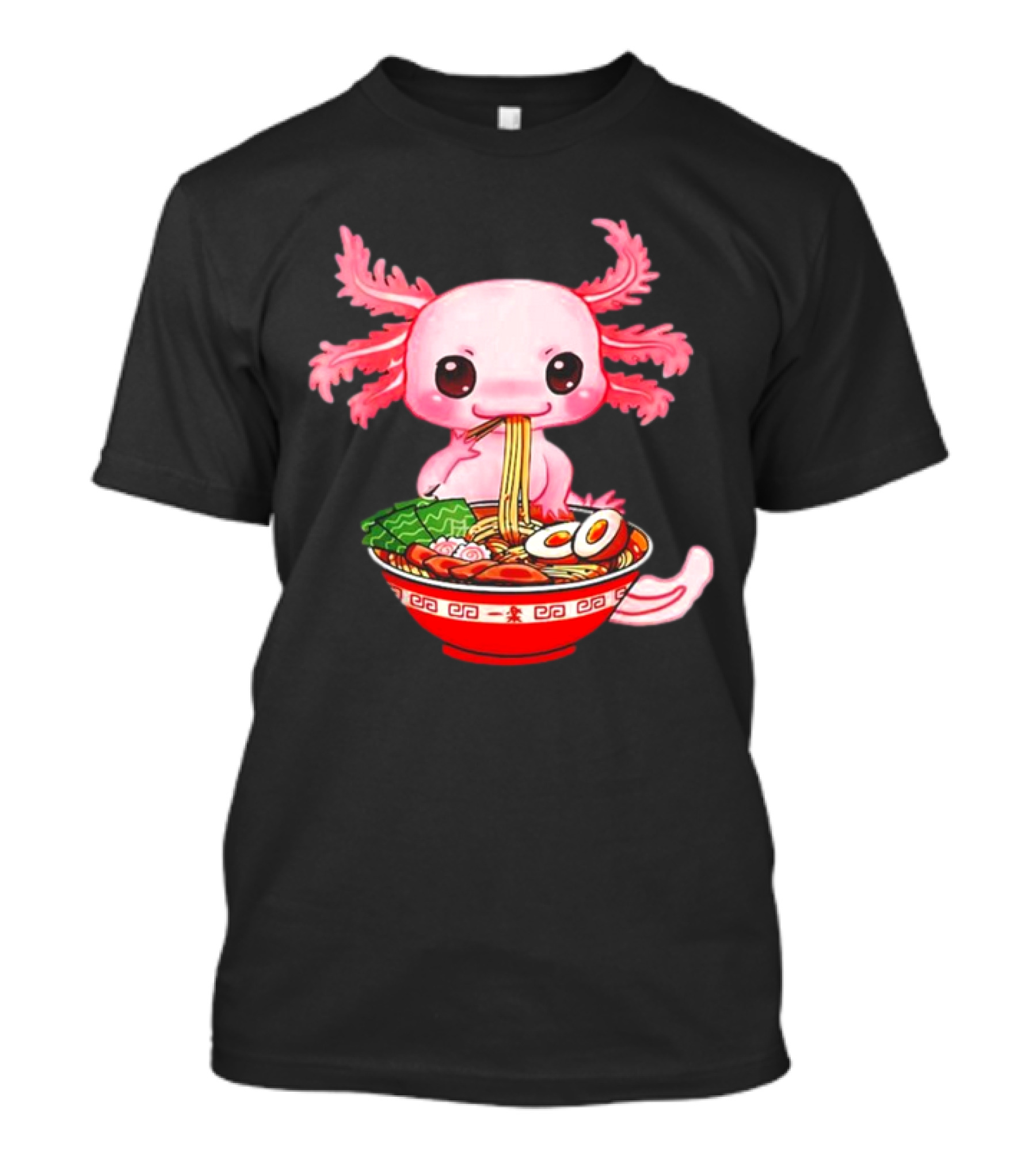 Axolotl Enjoying Cute Ramen Bowl With Funny Expression T-Shirt