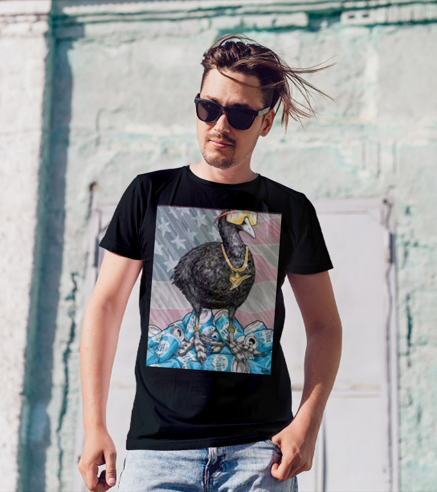 Cooticus Maximus American Flag Sunglasses Gold Chain Beer Cans T-Shirt
