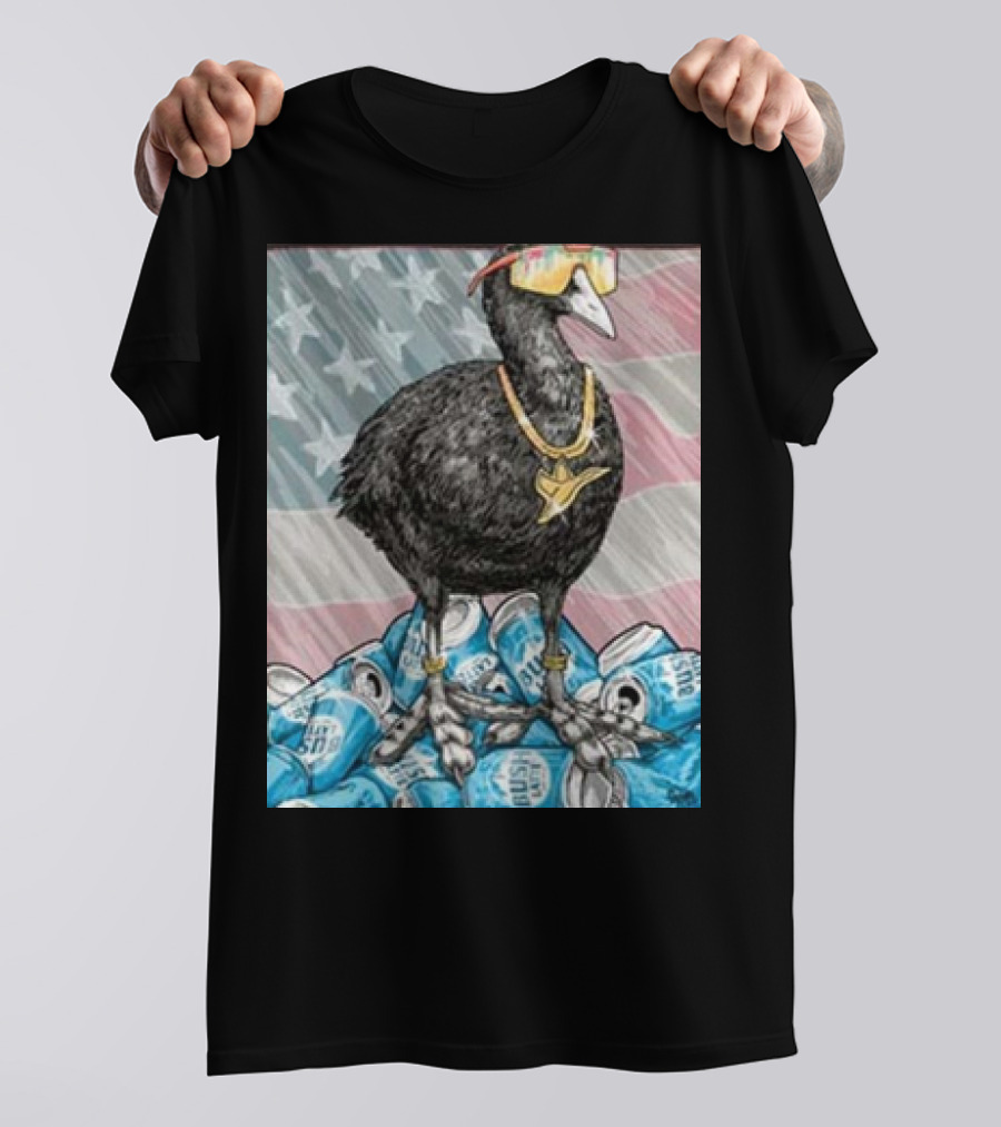 Cooticus Maximus American Flag Sunglasses Gold Chain Beer Cans T-Shirt
