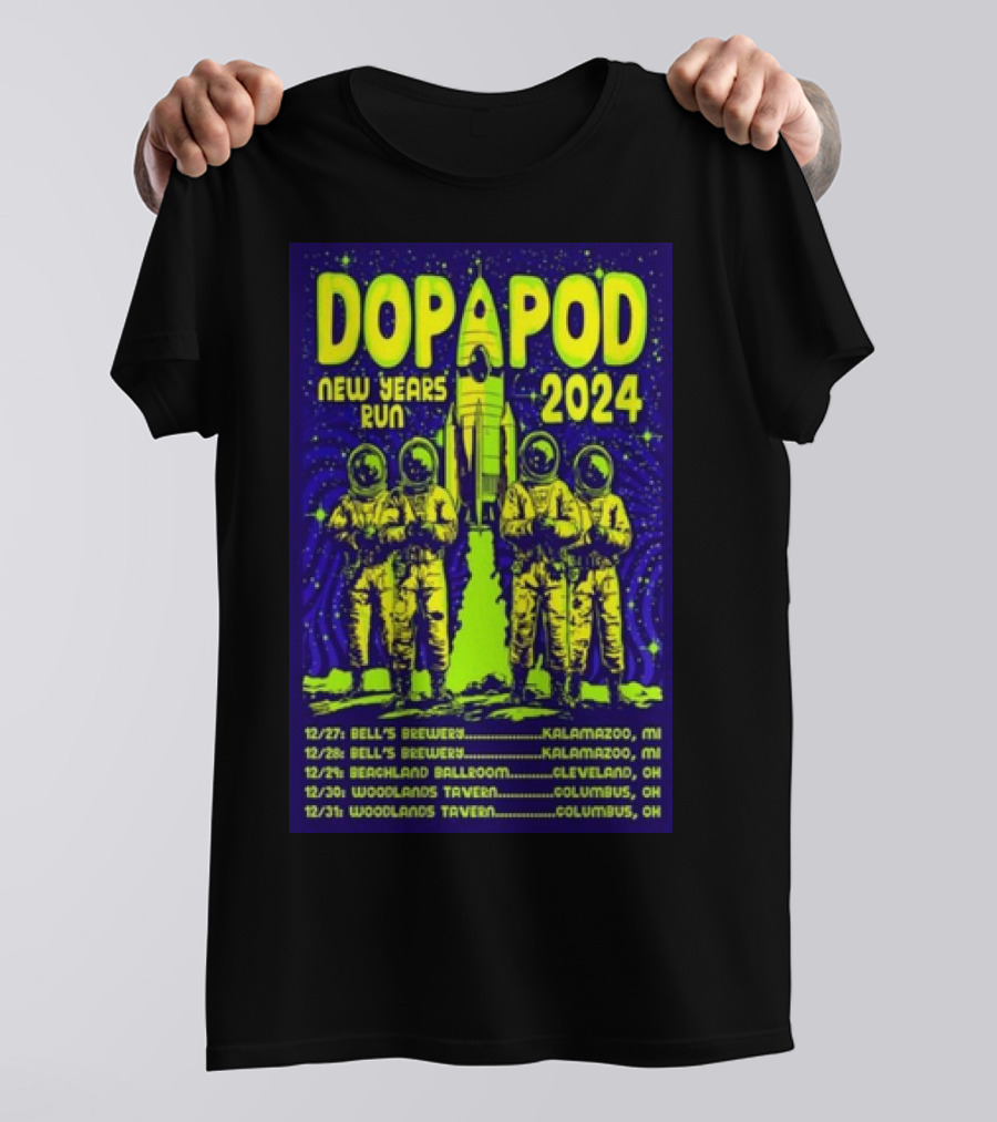 Dopapod New Years Run 2024 Bell's Brewery Kalamazoo Beachland Ballroom Cleveland Woodlands Tavern Columbus T-Shirt