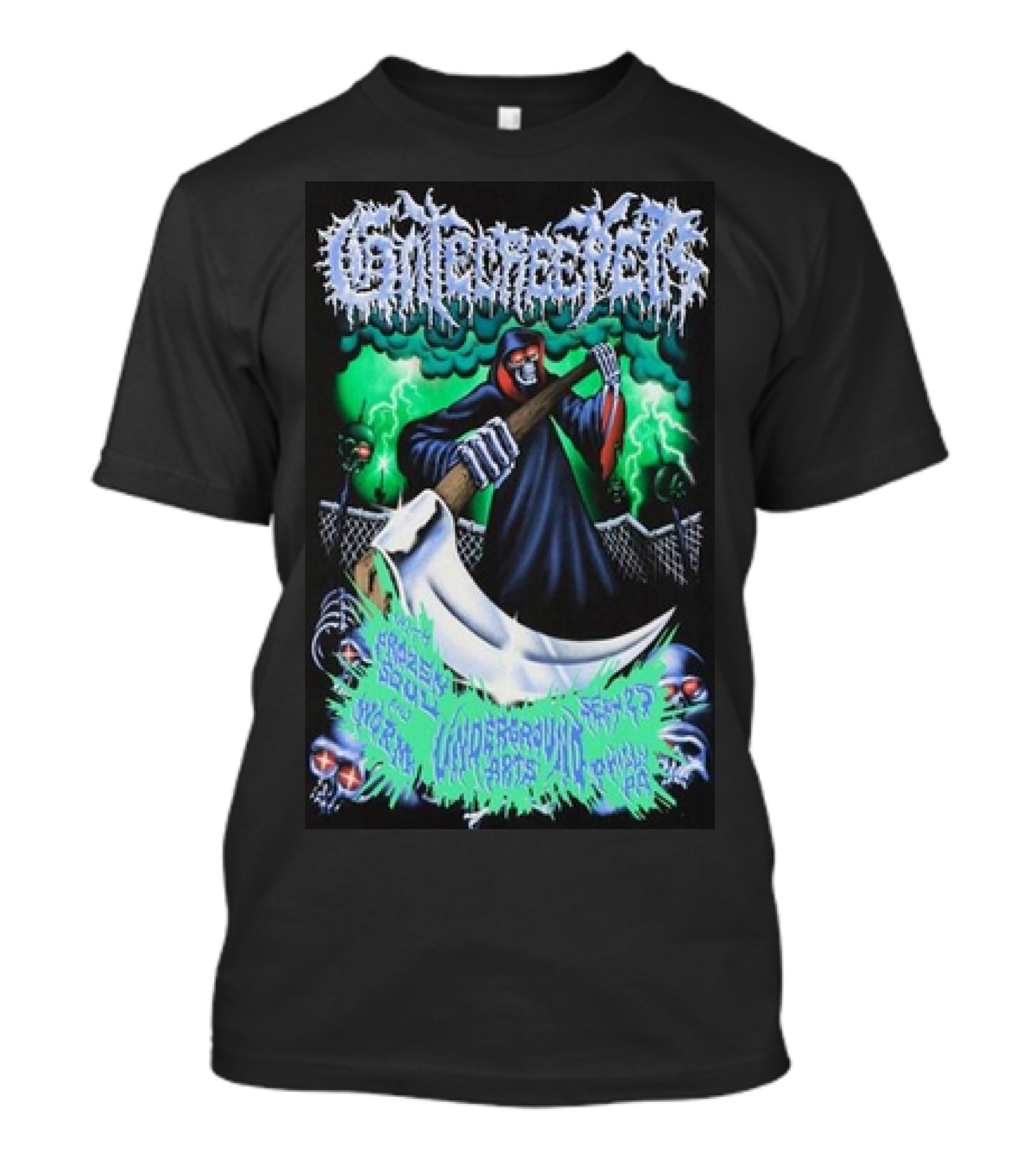 Gatecreeper 2024 Tour Poster Underground Arts Philadelphia по на 25 сентября Grim Reaper T-Shirt
