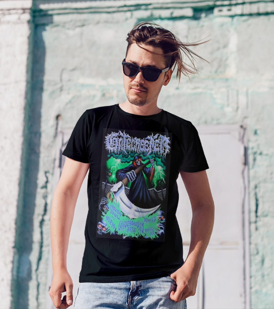 Gatecreeper 2024 Tour Poster Underground Arts Philadelphia по на 25 сентября Grim Reaper T-Shirt