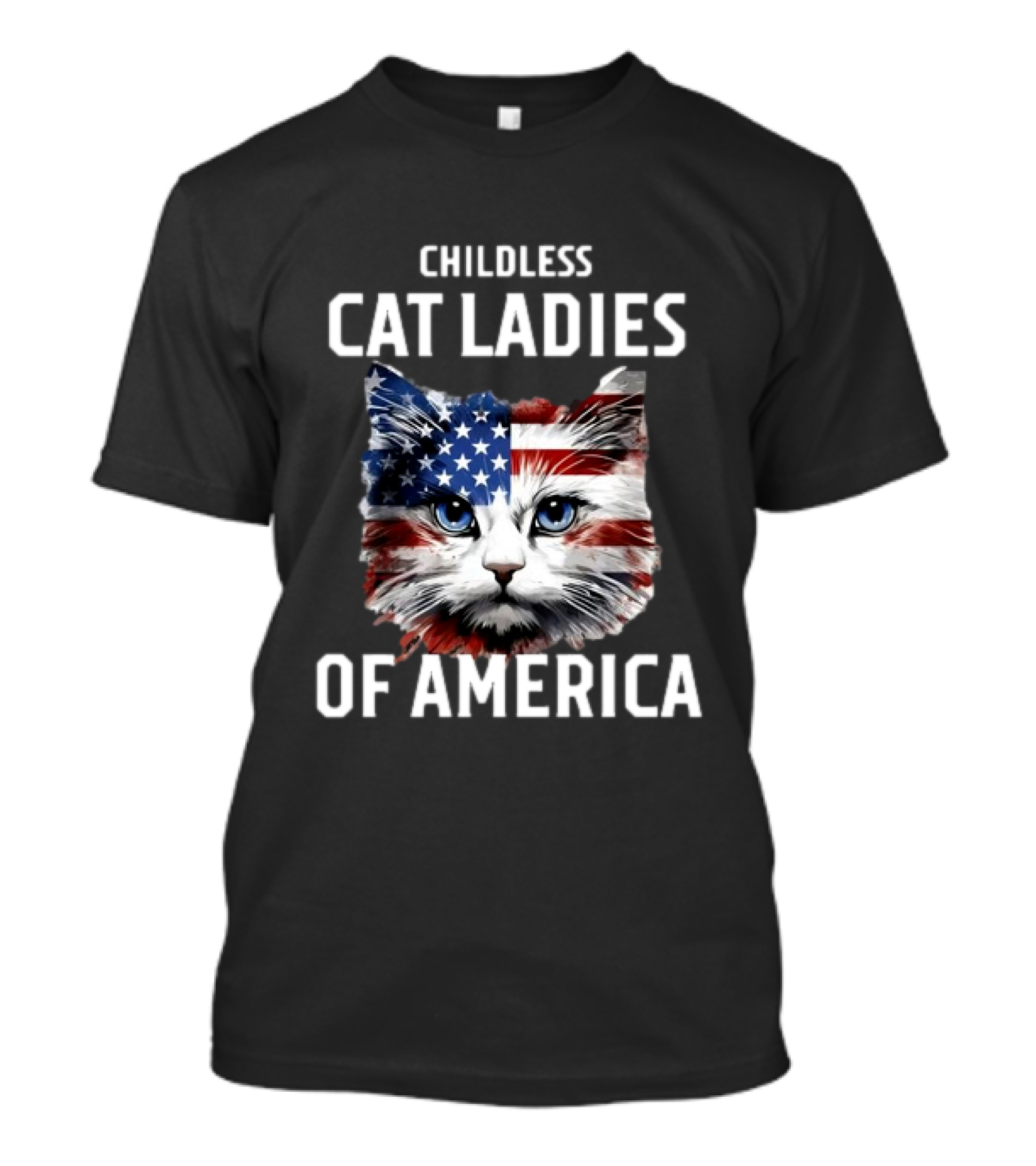 Childless Cat Ladies Of America Flag Cat Kamala Harris T-Shirt