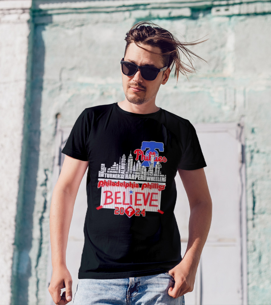 Philadelphia Phillies Players Skyline Believe 2024 October T-Shirt