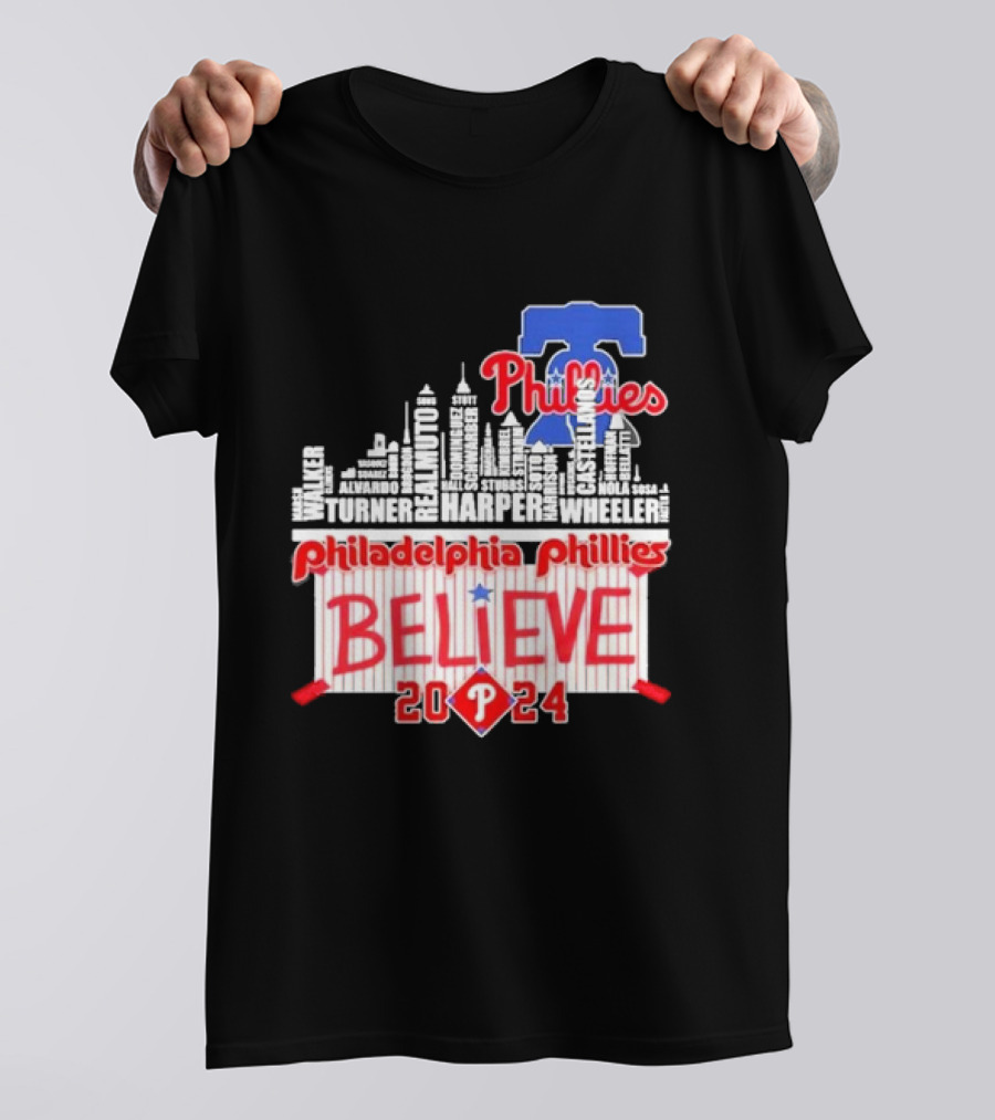 Philadelphia Phillies Players Skyline Believe 2024 October T-Shirt