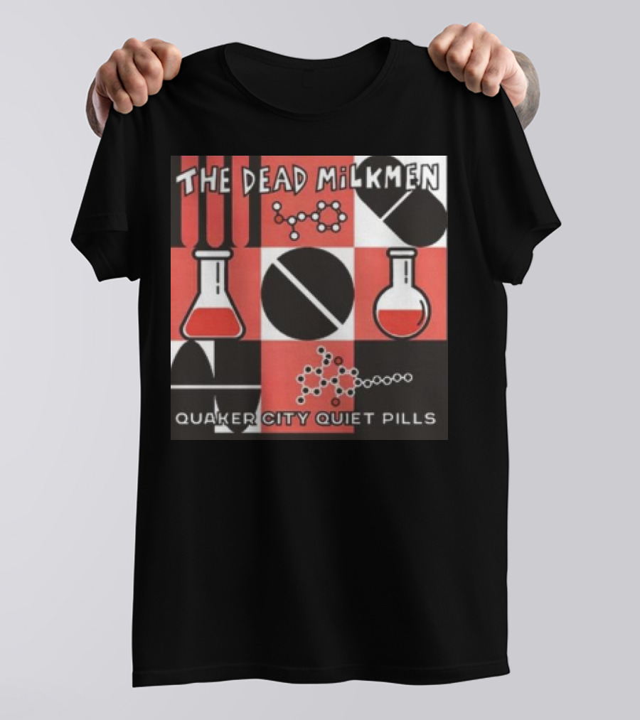 The Dead Milkmen Quaker City Quiet Pills Chemistry Symbols Black Red White Squares T-Shirt