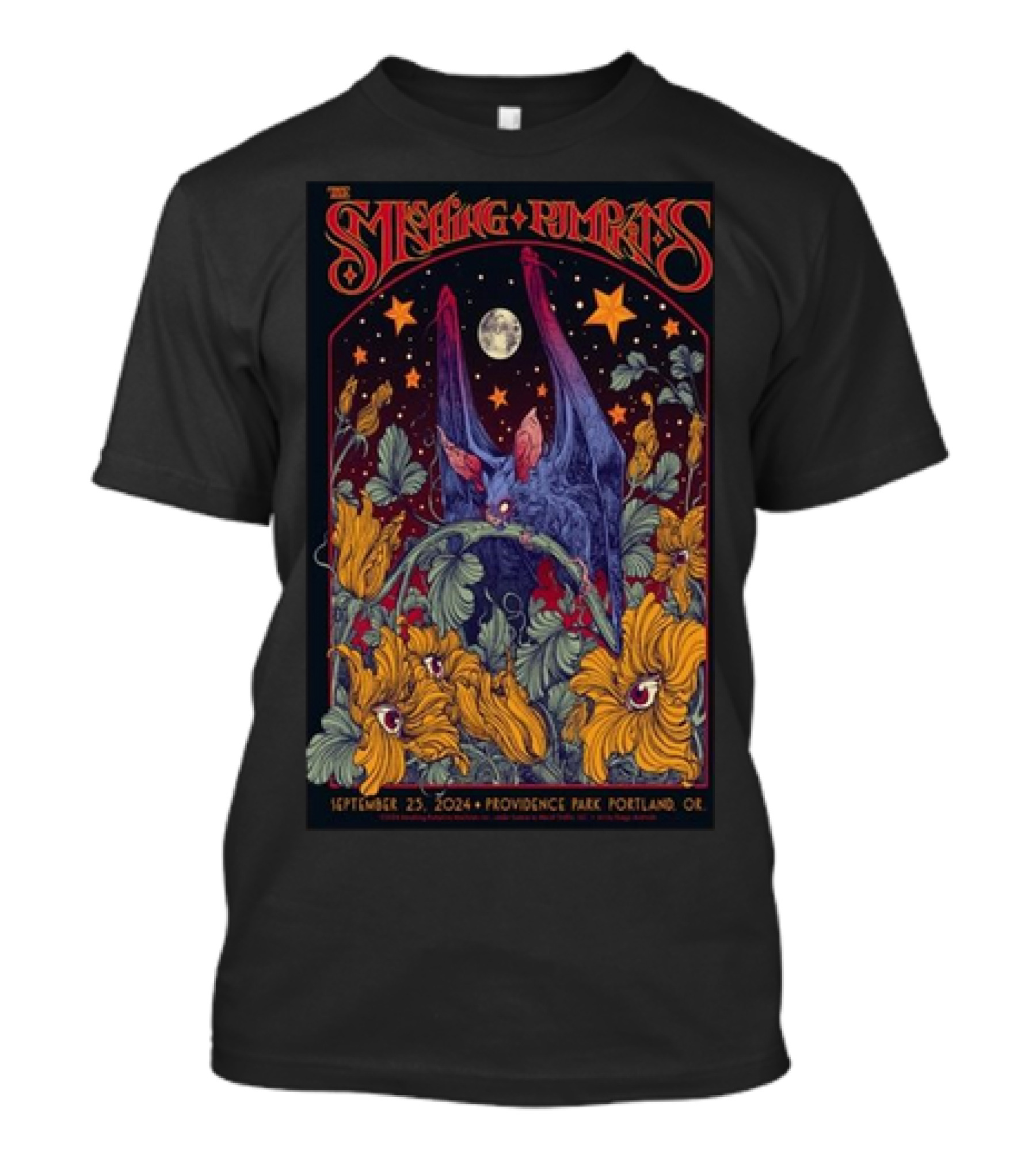The Smashing Pumpkins Concert Poster September 25, 2024 Providence Park Portland OR Moon And Stars T-Shirt