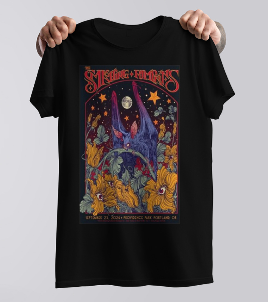 The Smashing Pumpkins Concert Poster September 25, 2024 Providence Park Portland OR Moon And Stars T-Shirt