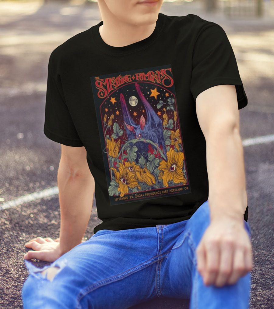 The Smashing Pumpkins Concert Poster September 25, 2024 Providence Park Portland OR Moon And Stars T-Shirt