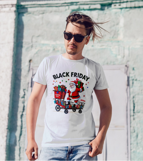 Black Friday Santa Claus Shopping Crew Funny Christmas T-Shirt