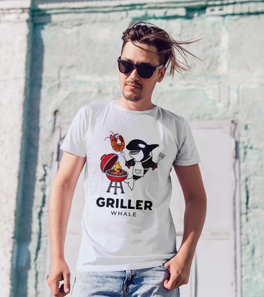 Griller Whale BBQ Cartoon Apron And Spatula With Lobster T-Shirt