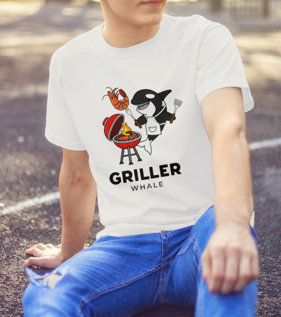 Griller Whale BBQ Cartoon Apron And Spatula With Lobster T-Shirt