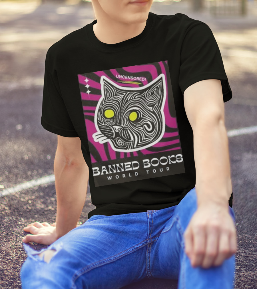 Banned Books World Tour Uncensored Cat T-Shirt