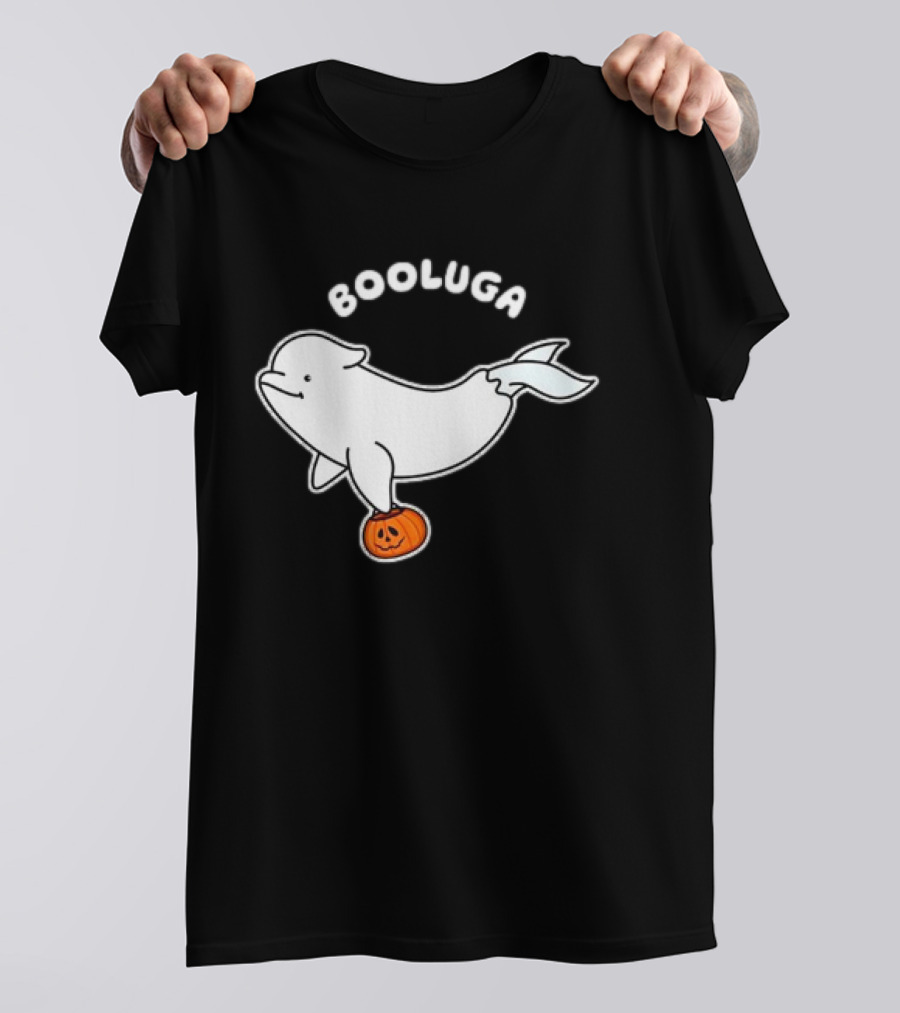 Booluga Halloween Whale Holding Pumpkin T-Shirt