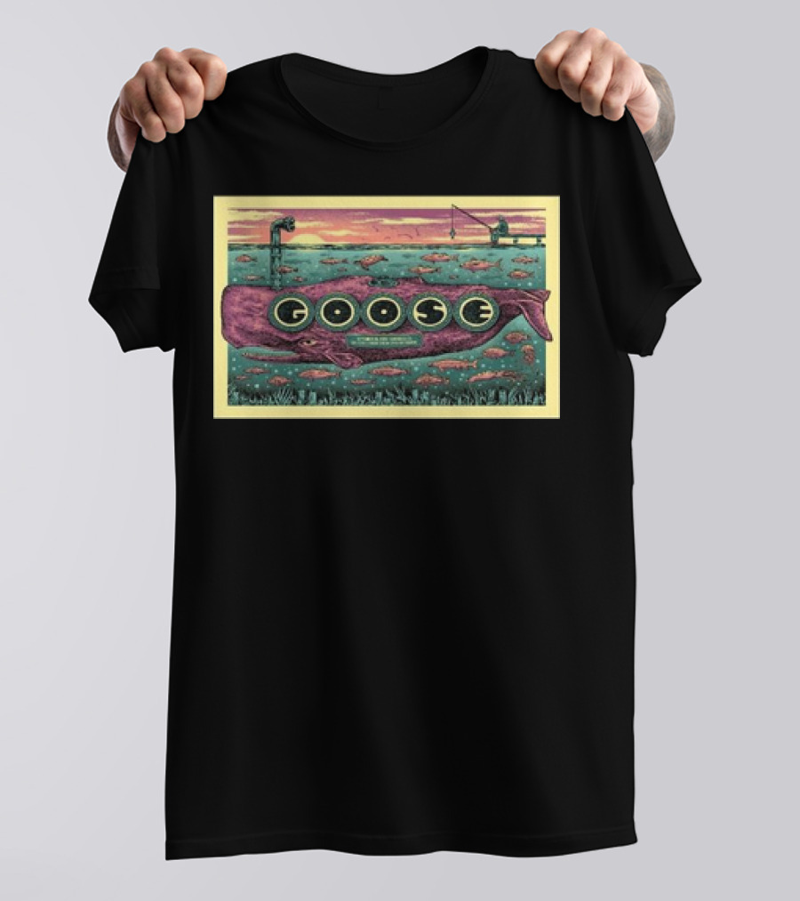 Goose Whale Fishing Scene The Cal Coast Credit Union Open Air Theatre At SDSU San Diego CA September 26 2024 Event T-Shirt