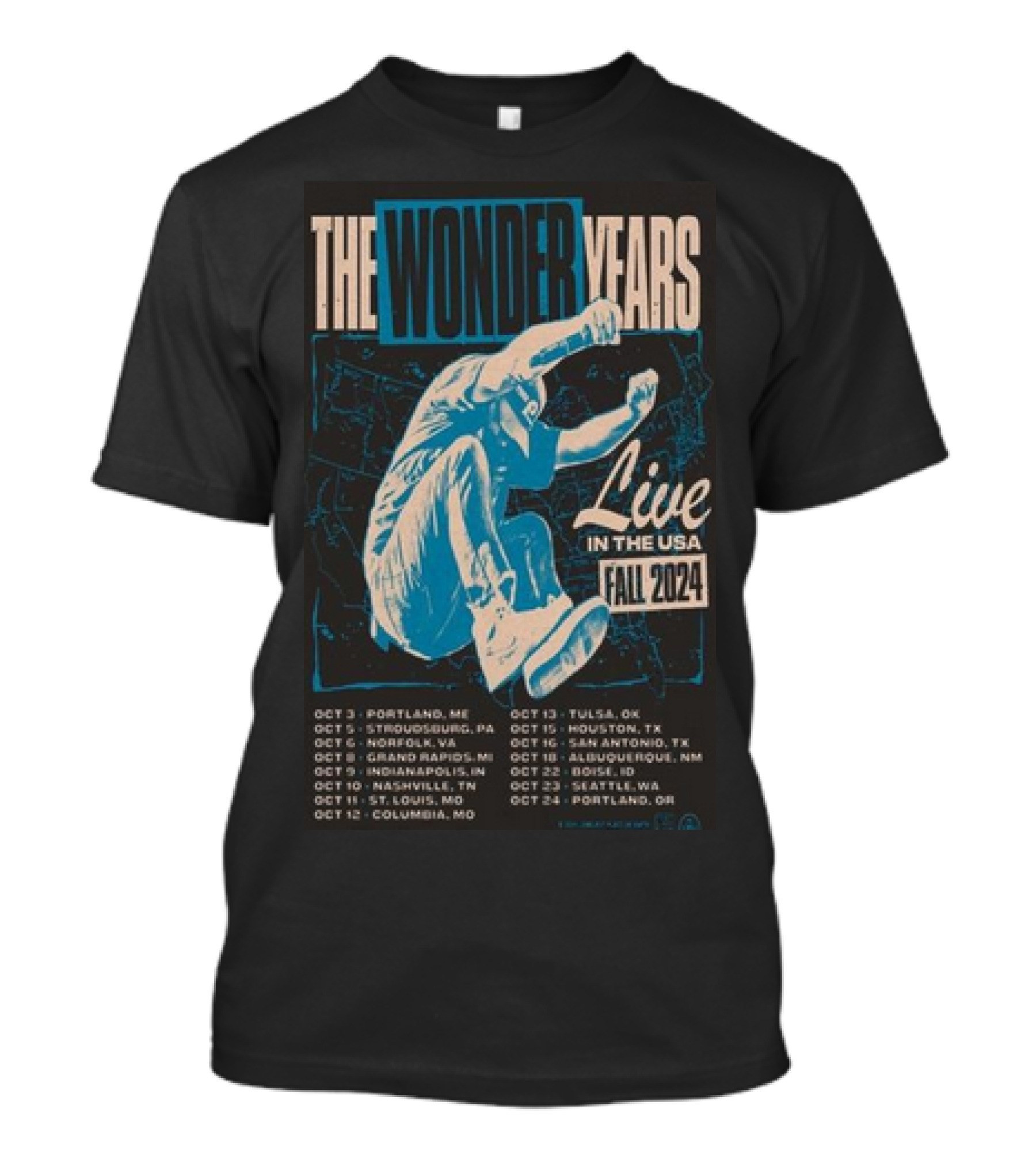 The Wonder Years Live In The USA Fall 2024 Tour Dates And Locations T-Shirt