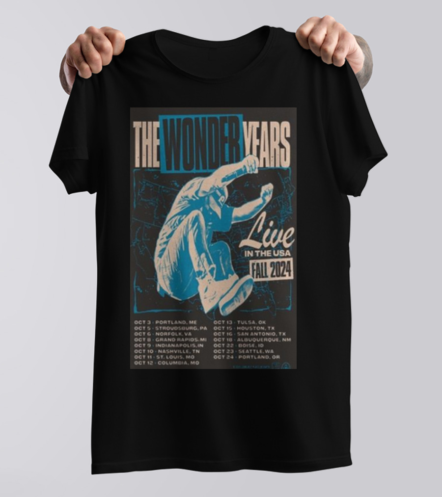 The Wonder Years Live In The USA Fall 2024 Tour Dates And Locations T-Shirt