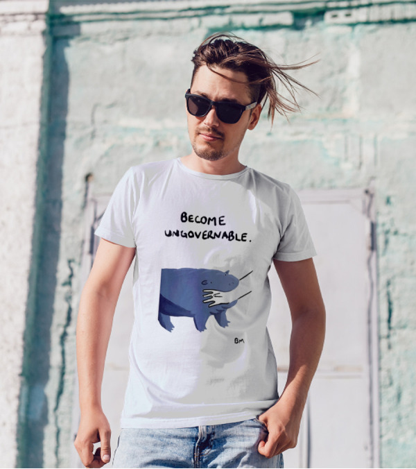 Become Ungovernable Hippo Resisting Pull With BM Signature T-Shirt