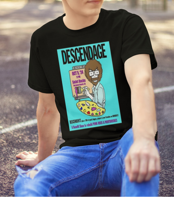 DESCENDAGE Saint Rocke Hermosa Beach October 5 2024 Benefit Punk Rock Paintbrushes T-Shirt