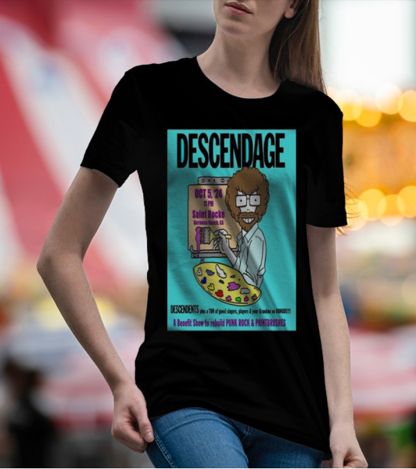 DESCENDAGE Saint Rocke Hermosa Beach October 5 2024 Benefit Punk Rock Paintbrushes T-Shirt