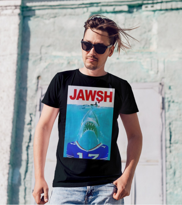 JAWƧH 17 Parody With Josh Allen Buffalo Blue Jersey T-Shirt
