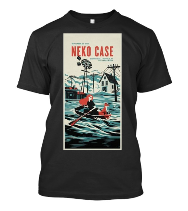 Neko Case Live September 29 2024 Asbury Hall Buffalo NY Music Poster With Windmill And Rowboat Scene T-Shirt
