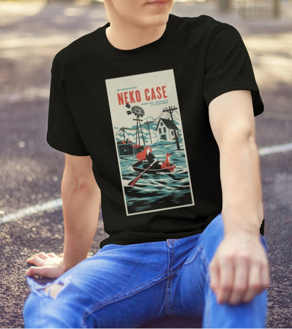 Neko Case Live September 29 2024 Asbury Hall Buffalo NY Music Poster With Windmill And Rowboat Scene T-Shirt