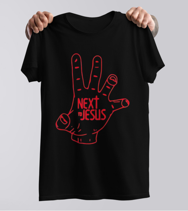 Next To Jesus Hand Red Line T-Shirt