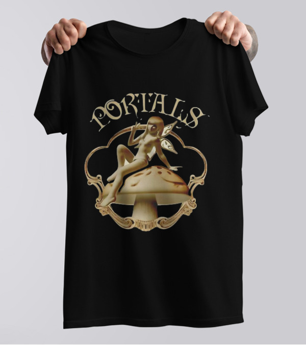 Portals Fairy Sitting On Mushroom With Wings T-Shirt
