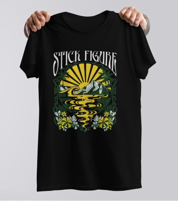 Stick Figure Sunburst Island Tropical T-Shirt