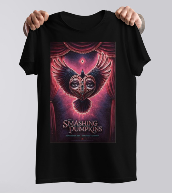 The Smashing Pumpkins September 28 2024 San Diego Tour Heart Owl T-Shirt