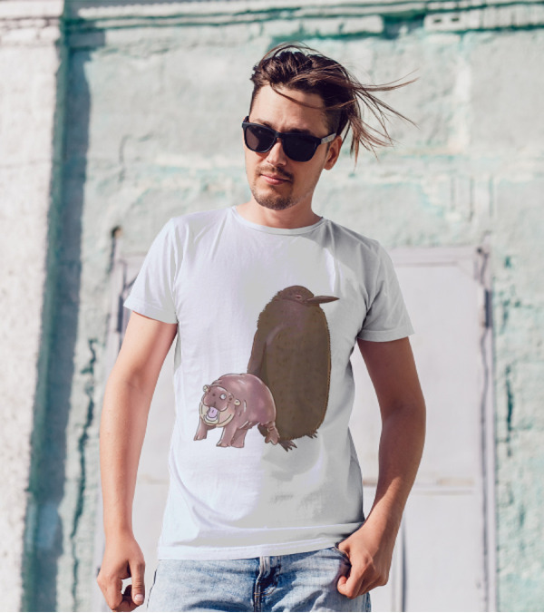 Best Friends Moo Deng Hippo And Pesto Penguin Playful Companions T-Shirt