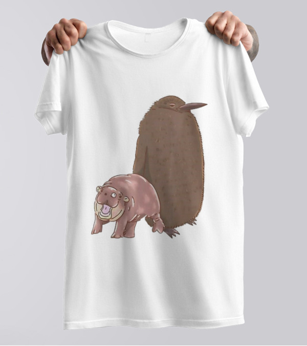 Best Friends Moo Deng Hippo And Pesto Penguin Playful Companions T-Shirt