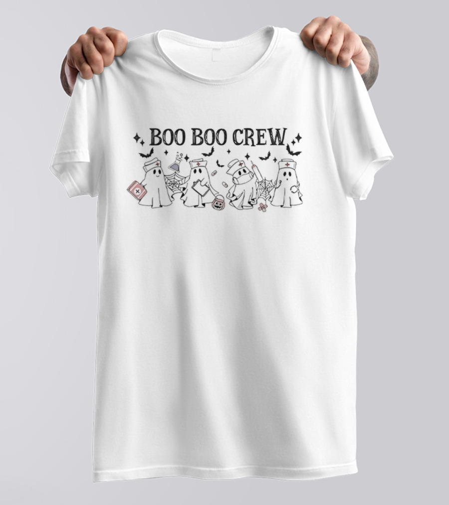 Boo Boo Crew Nurse Ghost With Halloween Elements T-Shirt