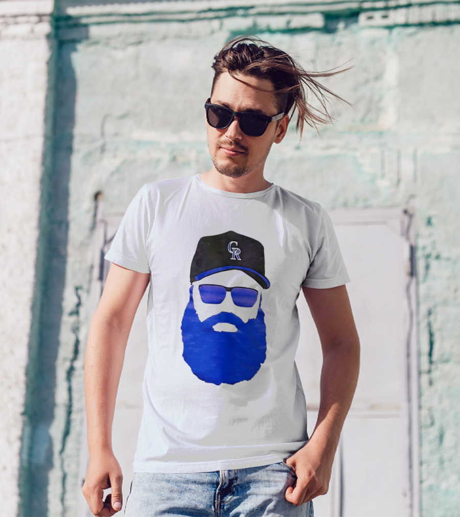Charlie Blackmon Face Beard Sunglasses Colorado Rockies Baseball T-Shirt