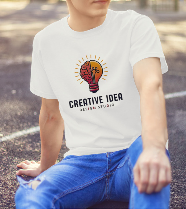 Creative Idea Brain And Lightbulb Design Studio Concept T-Shirt