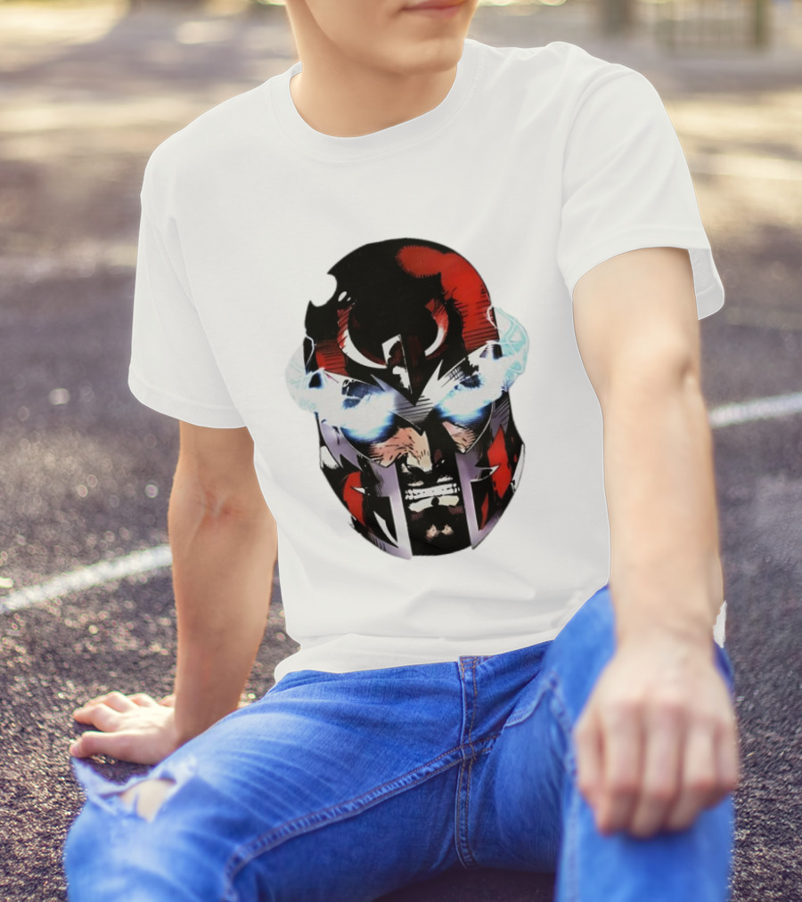 Rare Magneto Big Face Marvel Comic Villain Helmet Power T-Shirt