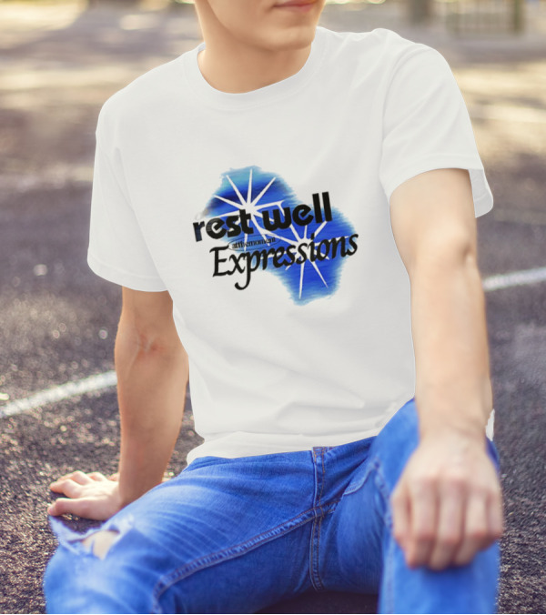 Rest Well Expressions At The Moment Retro Starburst Blue T-Shirt