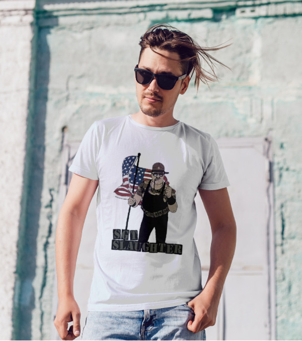 Sgt Slaughter American Flag Comic Style Patriotic T-Shirt