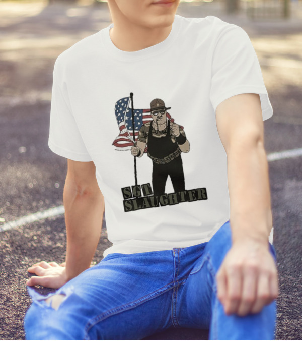 Sgt Slaughter American Flag Comic Style Patriotic T-Shirt