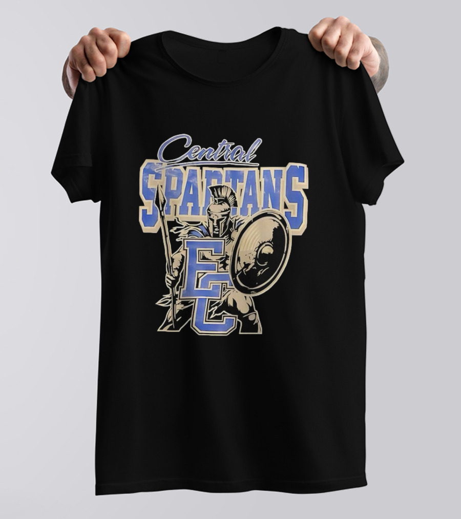 Central Spartans EC Football Spartan Warrior Shield Spear T-Shirt