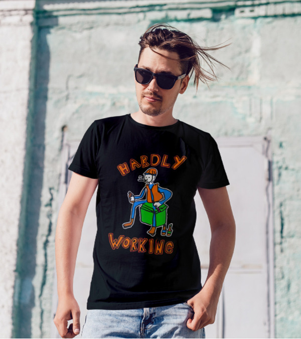 HARDLY WORKING Meme Sitting On Cooler With Beer Bottles T-Shirt