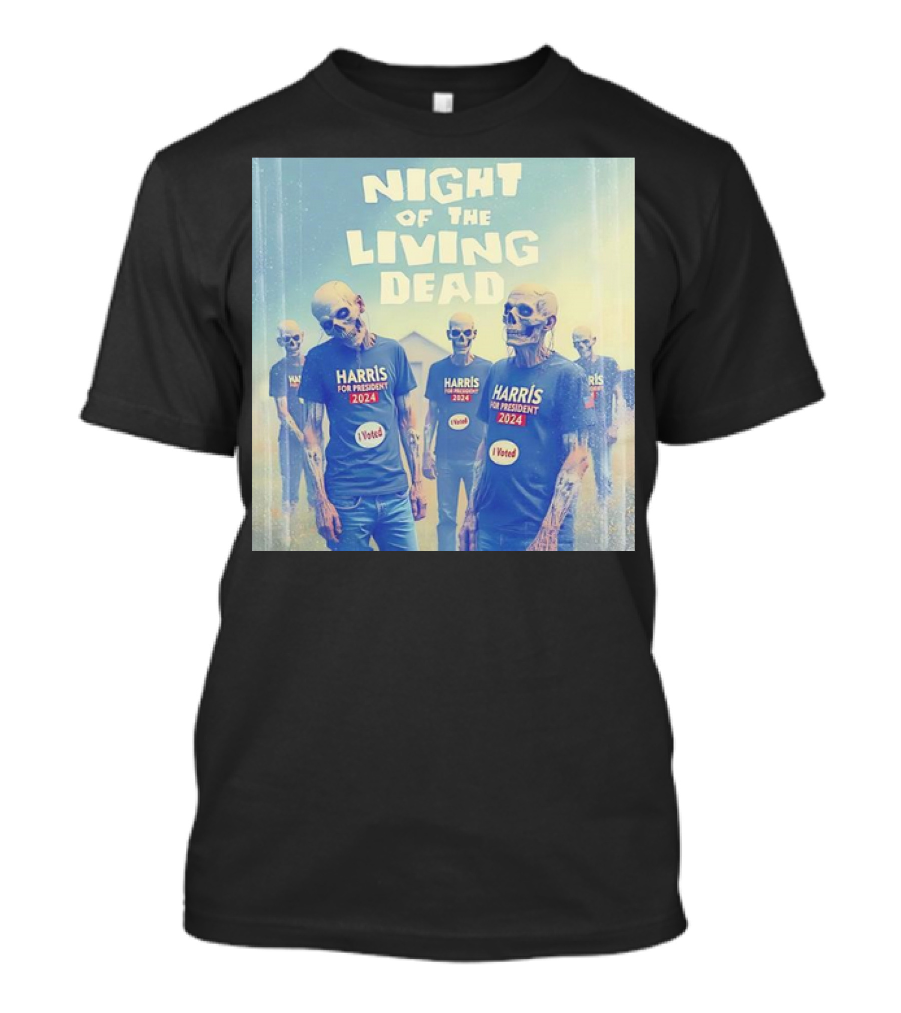 Night Of The Living Dead Harris For President 2024 Skeletons I Voted T-Shirt